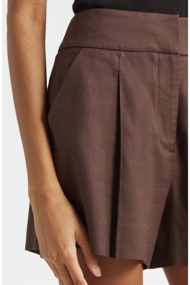 Haina Linen Blend Shorts, Alternate, color, DARK MOCHA