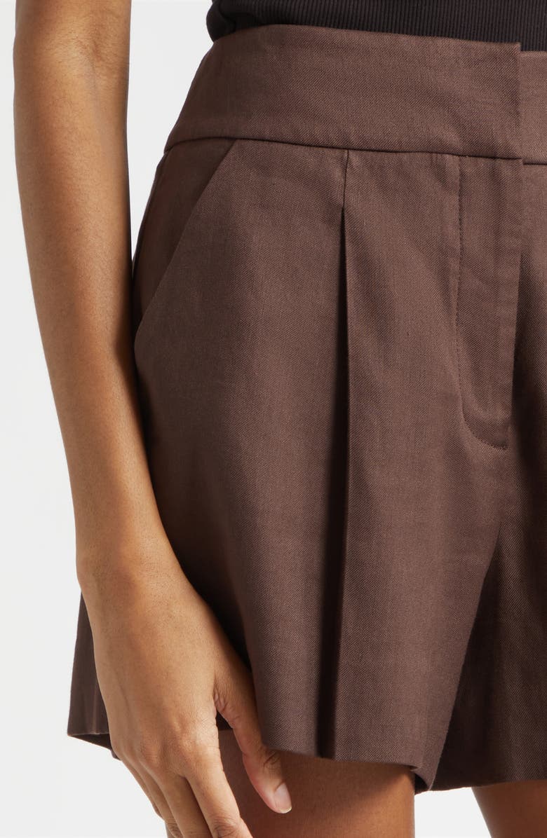 Veronica Beard Haina Linen Blend Shorts, Alternate, color, Dark Mocha