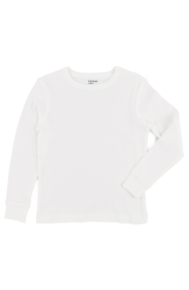 Leveret Kids Long Sleeve T-Shirt, 100% Cotton, Solid Colors, Alternate, color, Off White