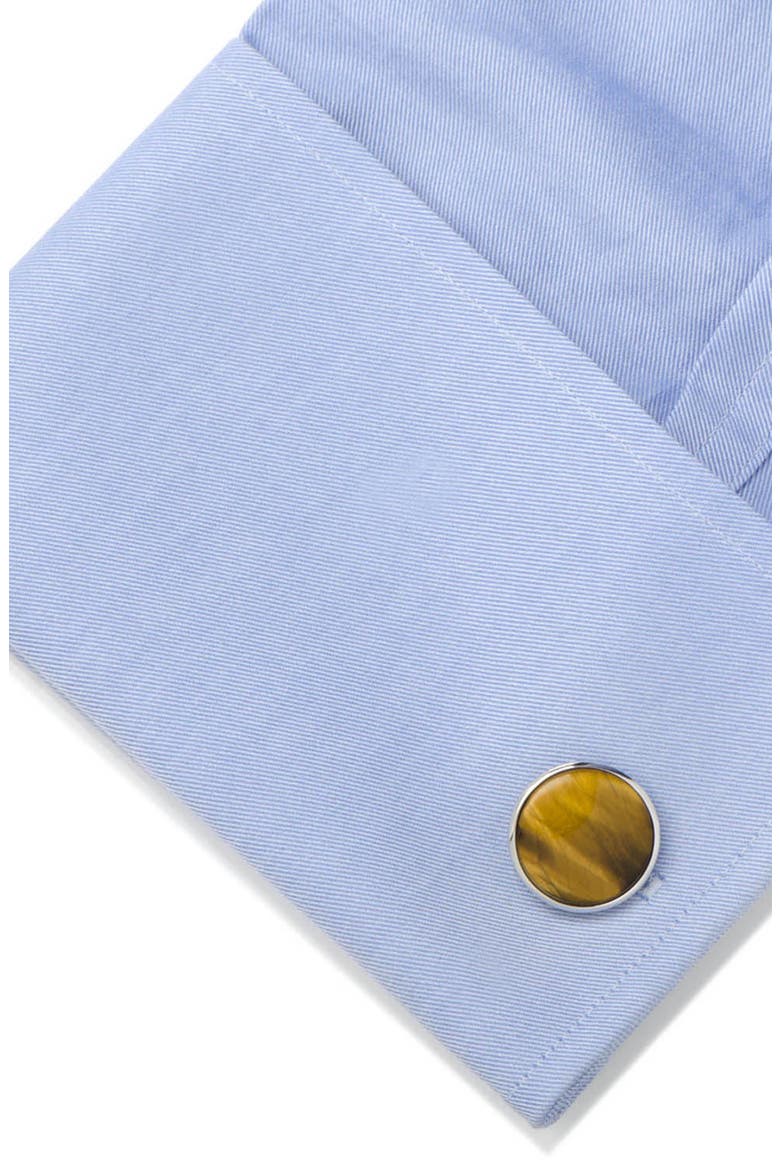 Tiger's Eye Cuff Links, Alternate, color, SILVER AND TIGERS EYE