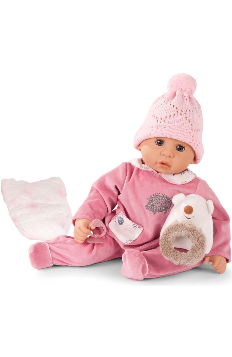 Gotz 19" Cookie Hedgehog Baby Doll with Blue Sleeping Eyes and Accessories, Main, color, Multicolored