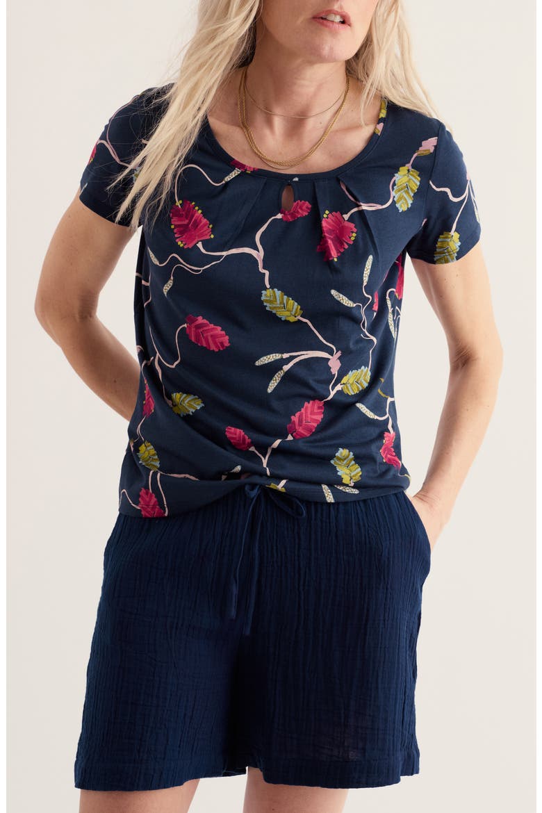 Appletree Floral Keyhole T-Shirt, Main, color, BOTTLEBRUSH MARITIME