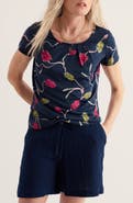 Seasalt Cornwall Appletree Floral Keyhole T-Shirt