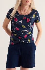 Seasalt Cornwall Appletree Floral Keyhole T-Shirt