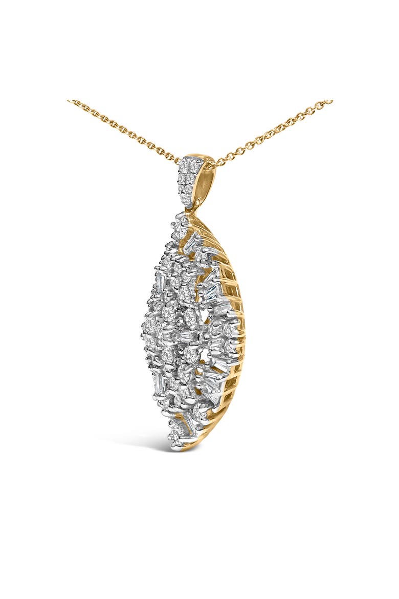 14K White and Yellow Gold 2.00 Cttw Diamond Cluster Pear Shaped Pendant Necklace, Alternate, color, Yellow