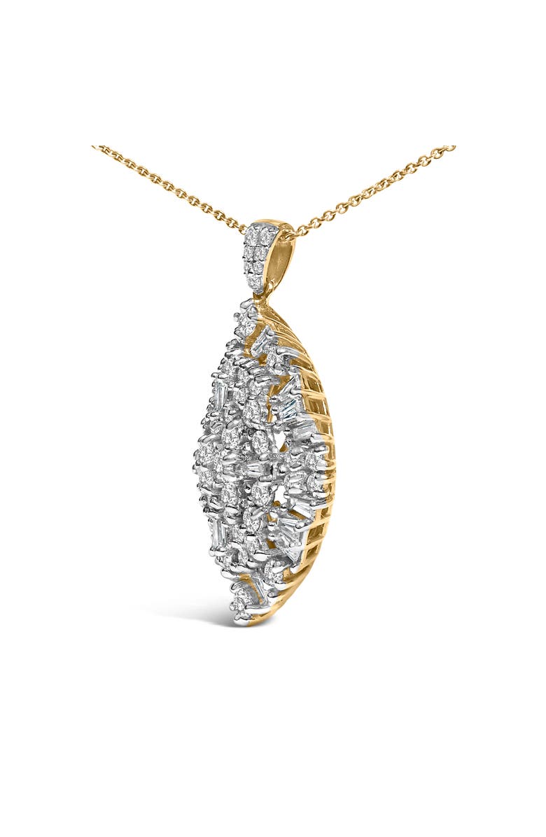 Haus of Brilliance 14K White and Yellow Gold 2.00 Cttw Diamond Cluster Pear Shaped Pendant Necklace, Alternate, color, Yellow