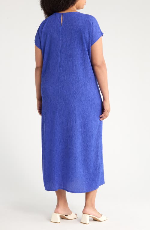 Eileen Fisher Short Sleeve Jacquard Maxi Dress In Blue