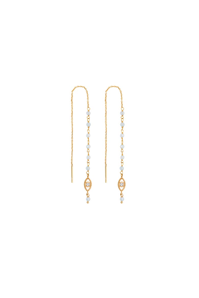 Flowing Frequency - Aquamarine Evil Eye Earrings, Main, color, Gold/light blue