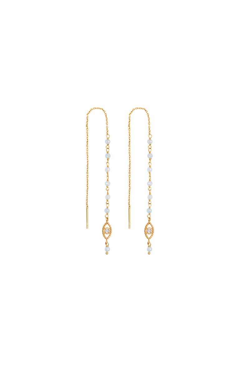 Karma and Luck Flowing Frequency - Aquamarine Evil Eye Earrings, Main, color, 