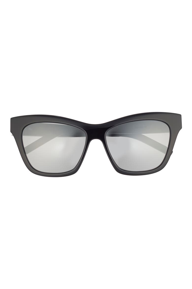 56mm Cat Eye Sunglasses, Main, color, BLACK BLACK SILVER