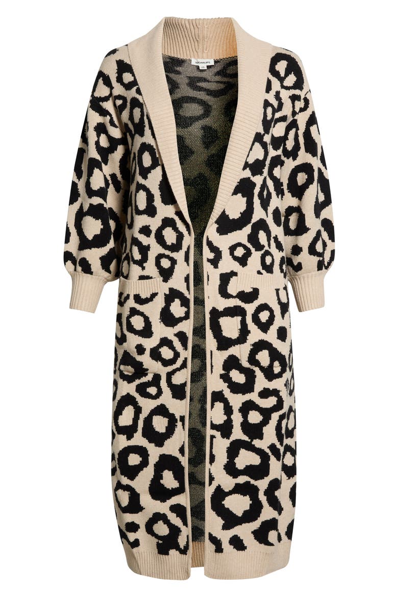 Smitten Leopard Duster Cardigan, Main, color, BEIGE-MULTI
