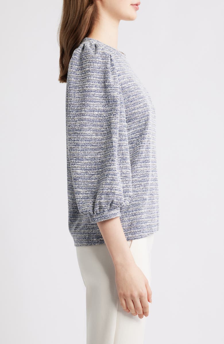 AK ANNE KLEIN Balloon Sleeve Knit Top, Alternate, color, Distant Mountain / White Dove