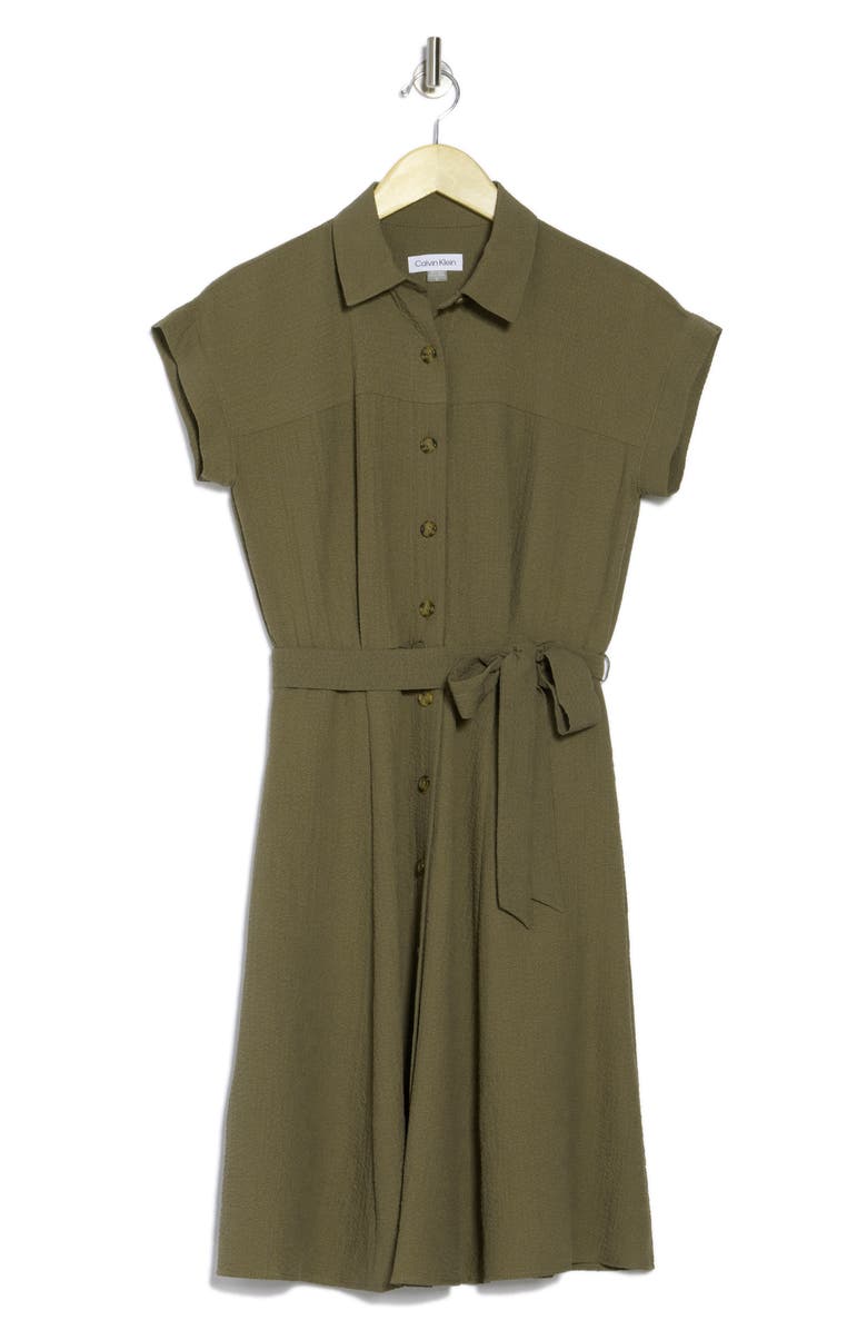 Calvin Klein Short Sleeve A-Line Shirtdress, Alternate, color,