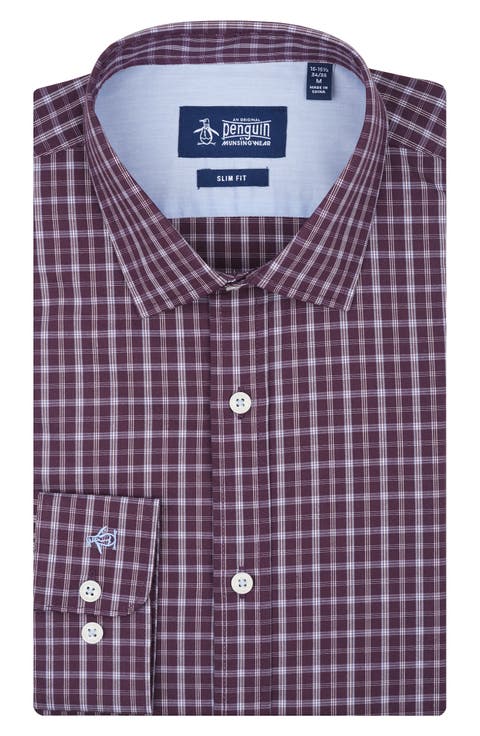 Camden Plaid Stretch Cotton Slim Fit Dress Shirt