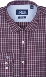 Original Penguin Camden Plaid Stretch Cotton Slim Fit Dress Shirt
