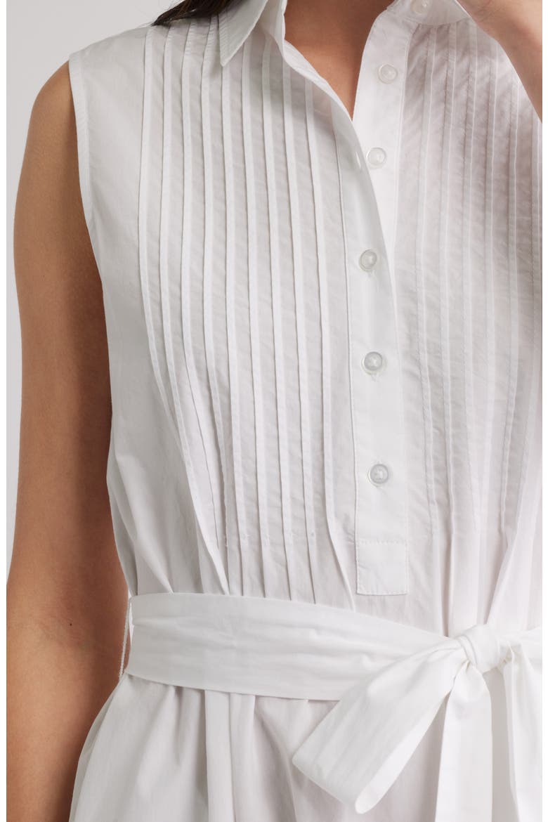 Pintuck Sleeveless Cotton Poplin Shirtdress, Alternate, color, WHITE