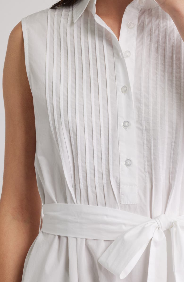 Caslon<sup>®</sup> Pintuck Sleeveless Cotton Poplin Shirtdress, Alternate, color, White