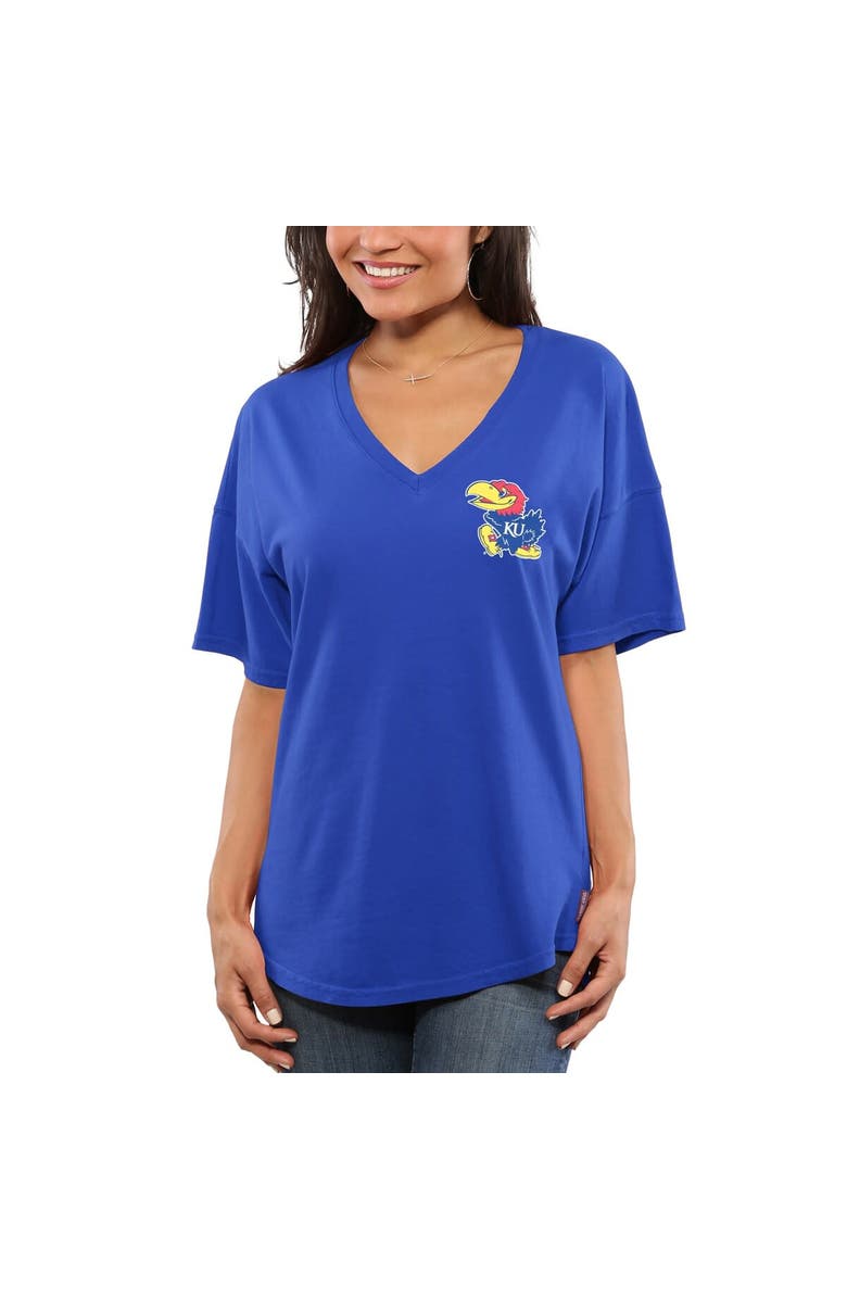 SPIRIT JERSEY Women's Royal Kansas Jayhawks Spirit Jersey Oversized T-Shirt, Alternate, color, 