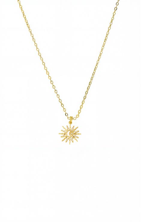 Pave Celestial Sun Pendant Necklace