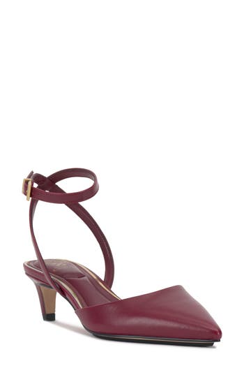 Vince Camuto Irva Womens Solid Leather Kitten Heels In Burgundy