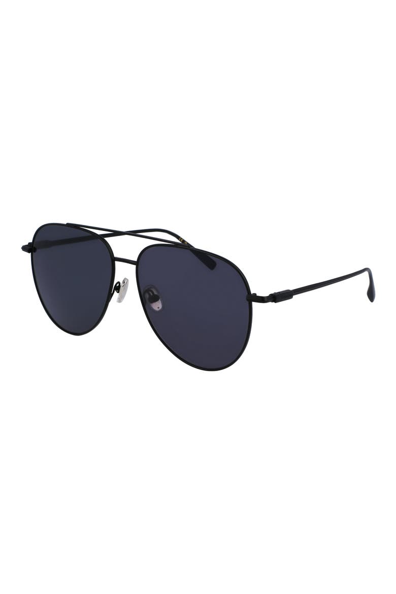 Gancini Evolution 61mm Aviator Sunglasses, Alternate, color, MATTE BLACK