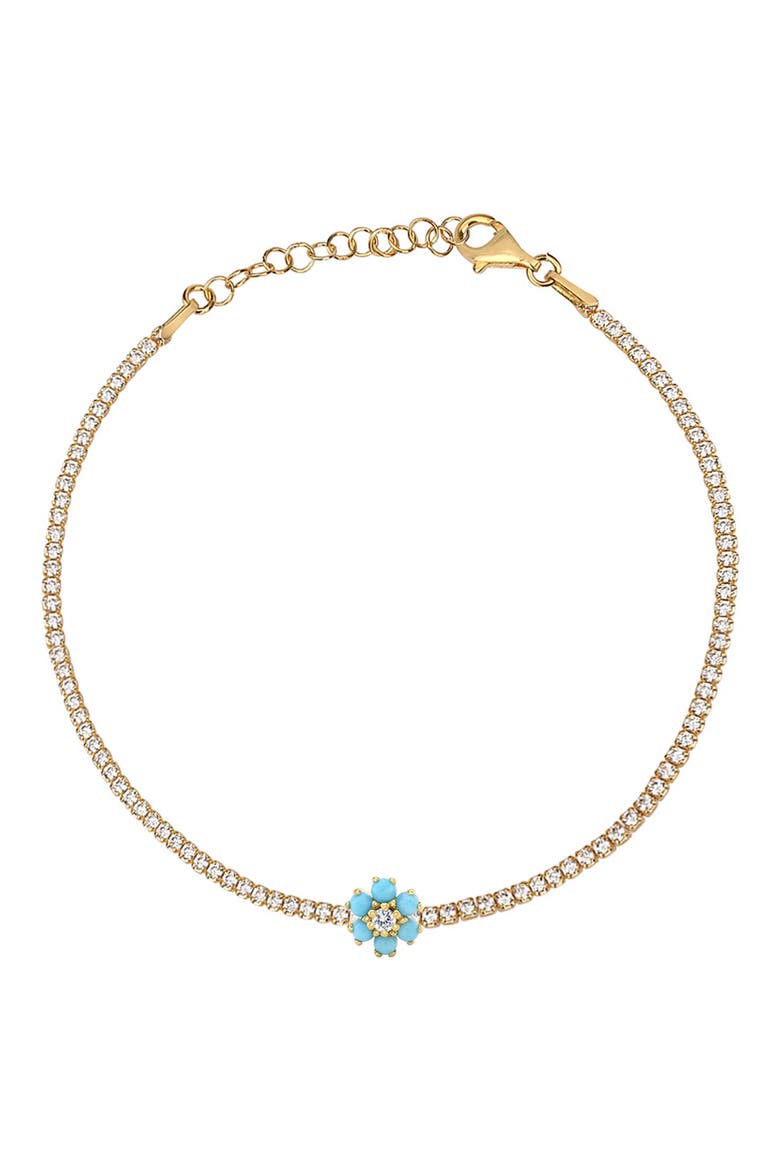 14K Gold Vermeil Flower Crystal Tennis Bracelet, Main, color, GOLD