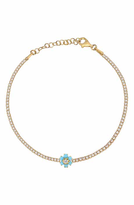 GABI RIELLE 14K Gold Vermeil Flower Crystal Tennis Bracelet