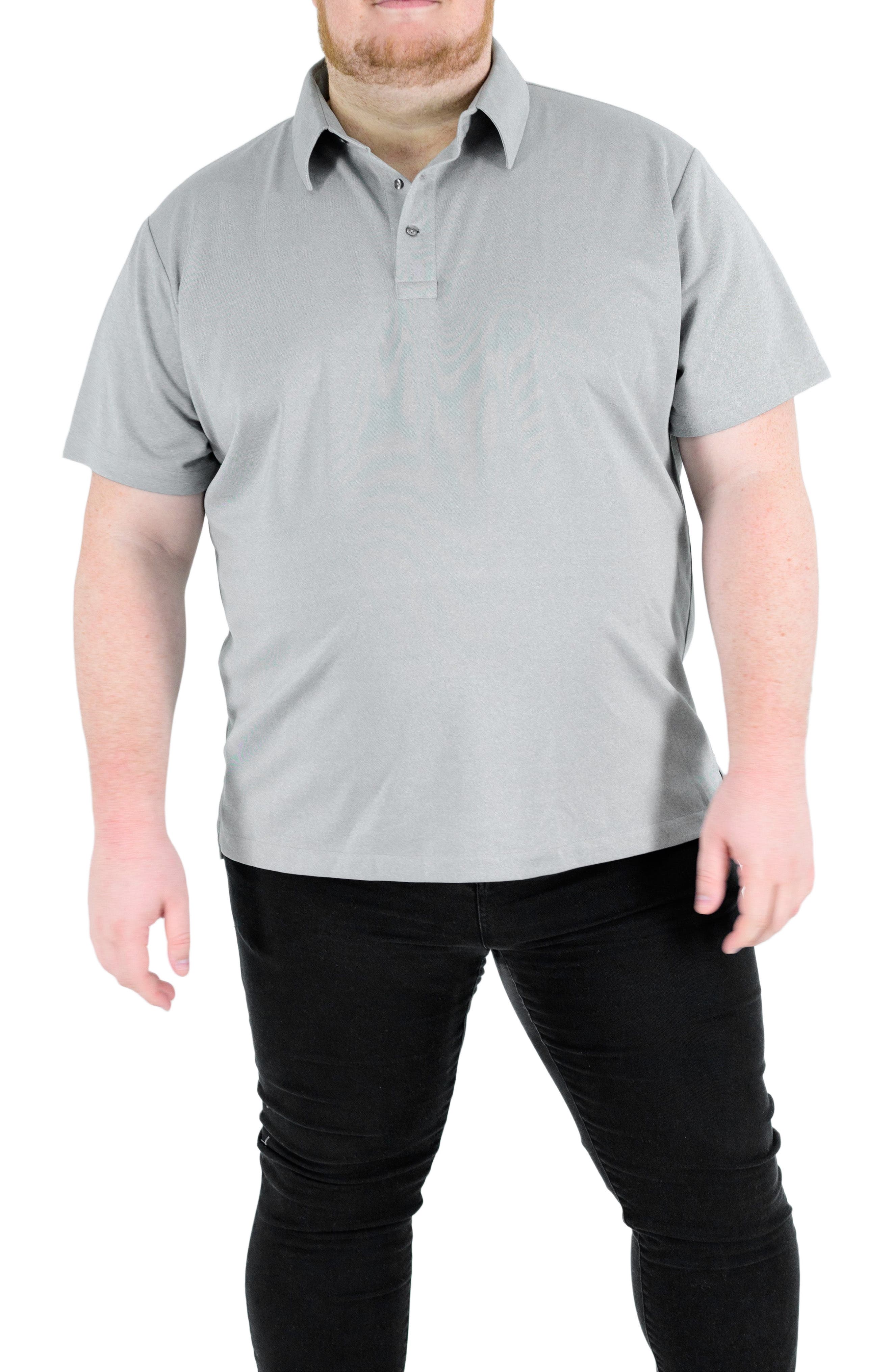 Regent Row Men's Big and Tall Casual Commuter Tech Polo in Grey 