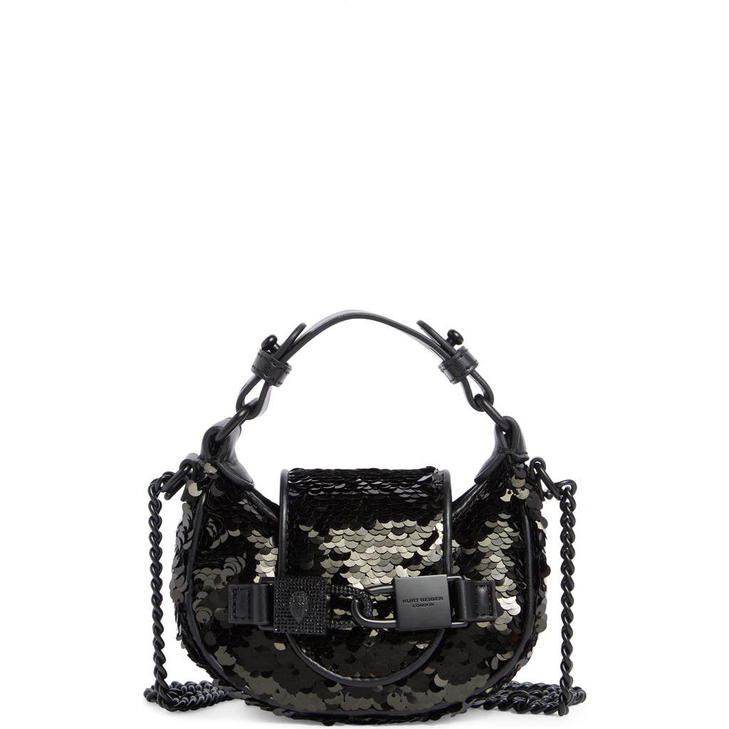 Kurt Geiger London Micro Kingsley Sequin Hobo Bag In Black