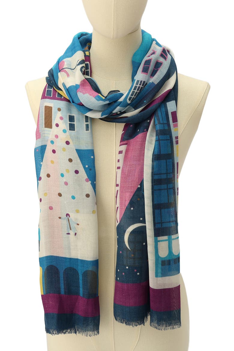 uptown map oblong scarf, Alternate, color, BLUE MULTI
