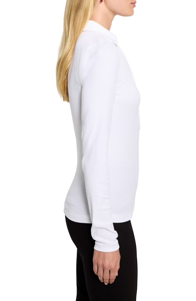 NIC+ZOE Perfect Knit Rib Long Sleeve Polo, Alternate, color, Paper White