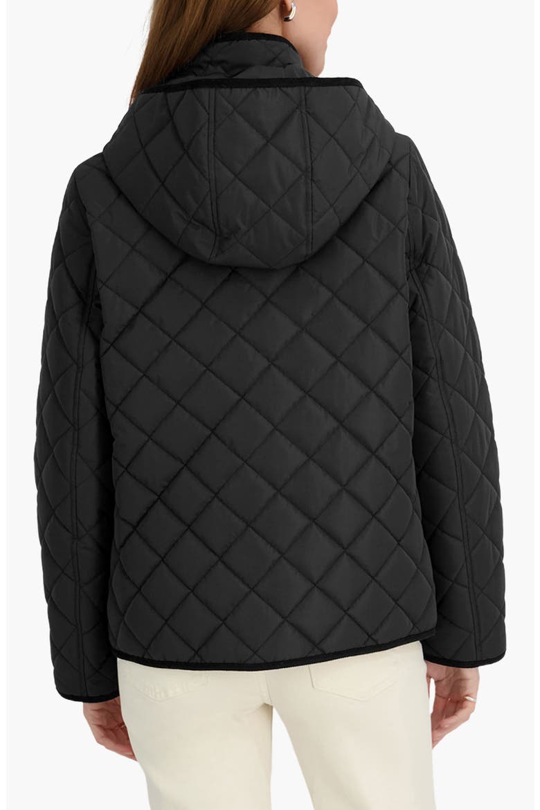 Rose Hooded Quilted Jacket, Alternate, color, BLACK