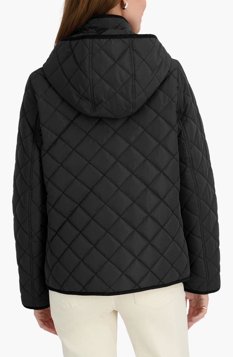 Tahari Rose Hooded Quilted Jacket, Alternate, color, Black
