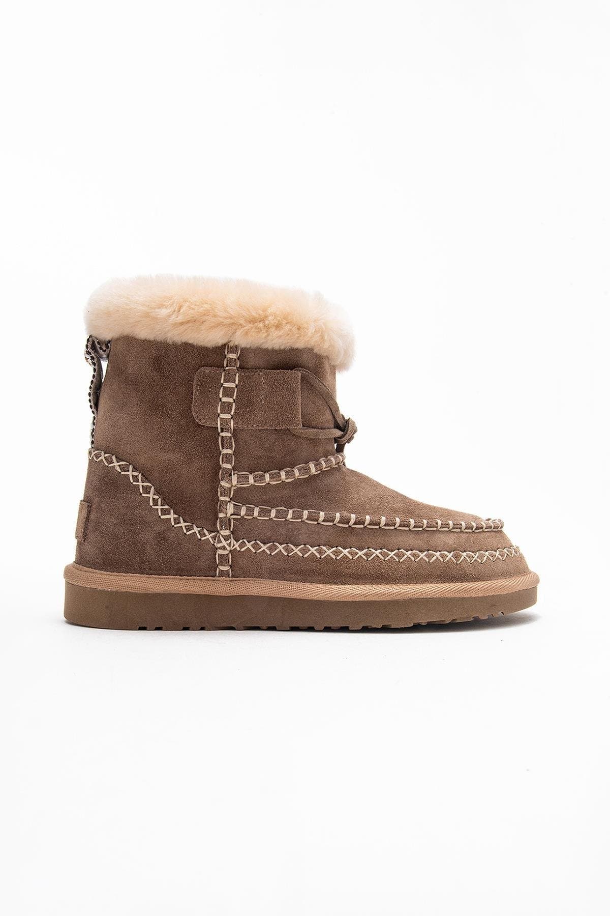 Jorel Leather Fur Lined Ankle Boot, Alternate, color, Cognac Suede Leather