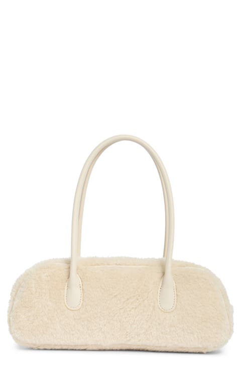 Angled Faux Fur Shoulder Bag