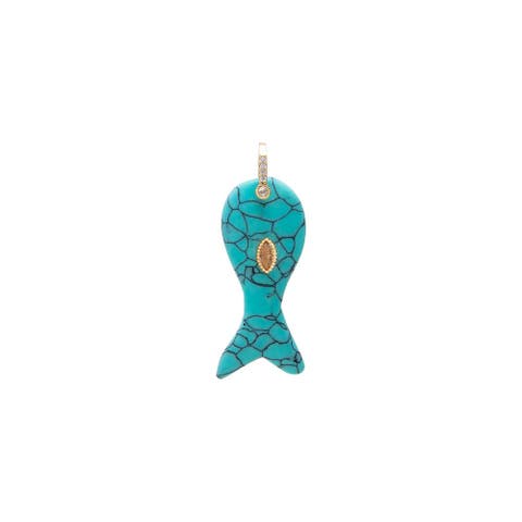 Evil Eye Natural Stone Carved Fish Charm