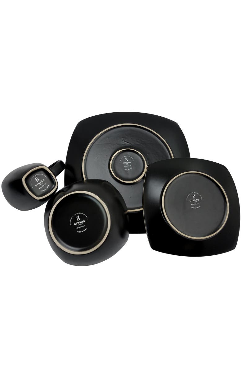 Gibson Soho Lounge Matte 16 Piece Dinnerware Set, Alternate, color, Black
