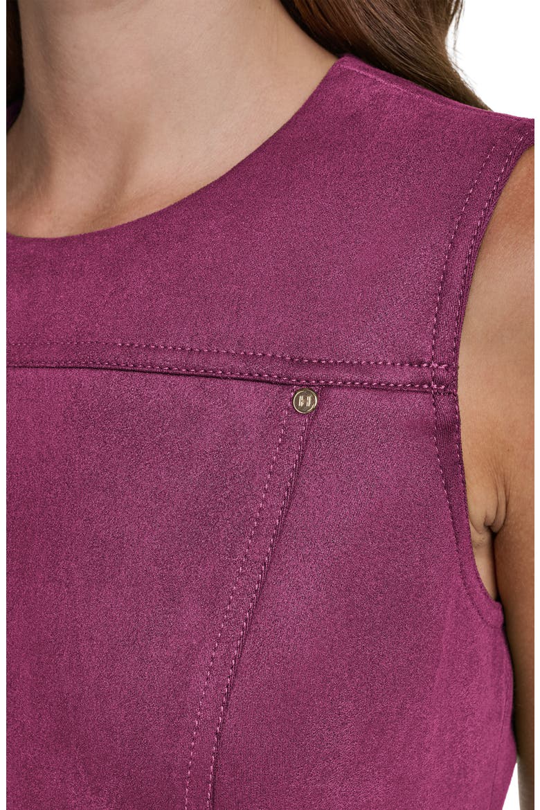 Sleeveless Faux Suede Sheath Dress, Alternate, color, BOYSENBERRY