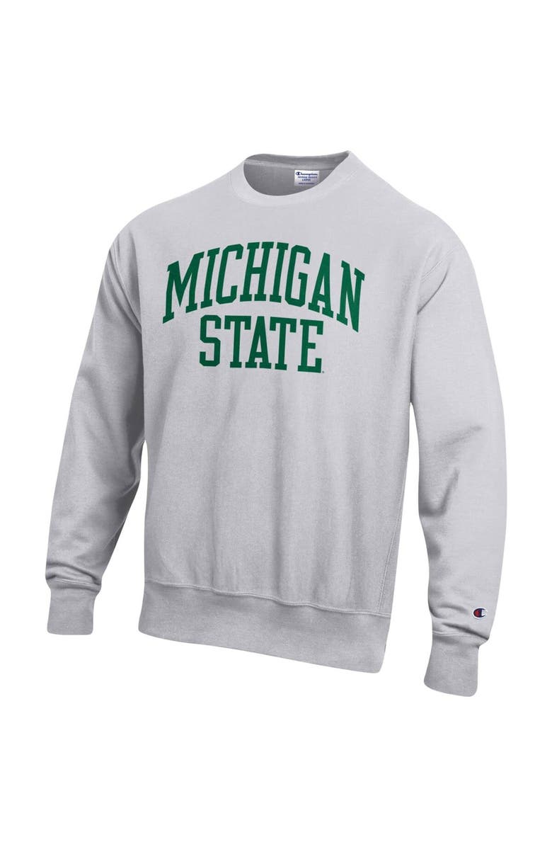 Champion Men's Champion Heathered Gray Michigan State Spartans Arch Reverse Weave Pullover Sweatshirt, Alternate, color, 