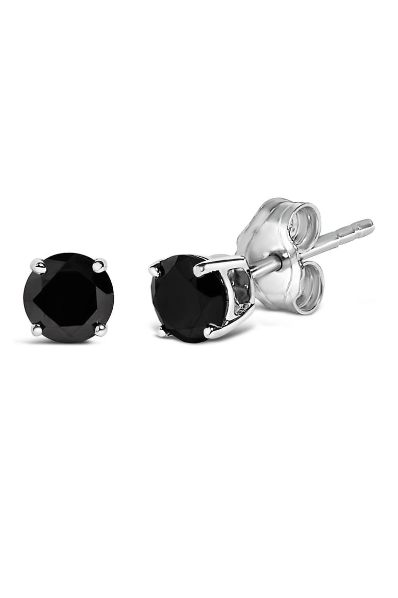 .925 Sterling Silver 3/4 Cttw Black Diamond Solitaire Stud Earrings, Alternate, color, Silver