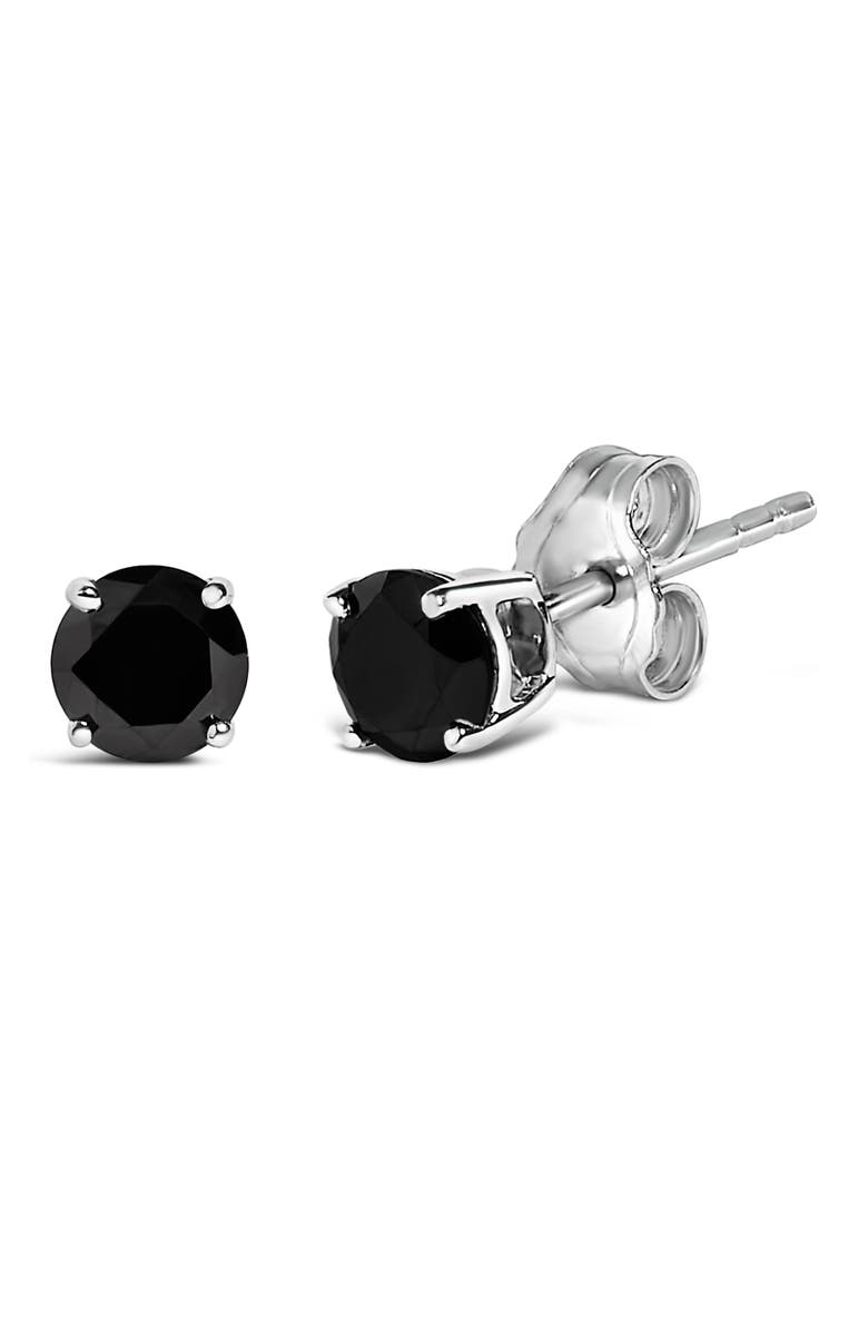 Haus of Brilliance .925 Sterling Silver 3/4 Cttw Black Diamond Solitaire Stud Earrings, Alternate, color, Silver
