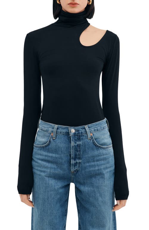 Marcella Allegra Asymmetric Turtleneck Top in Black  product