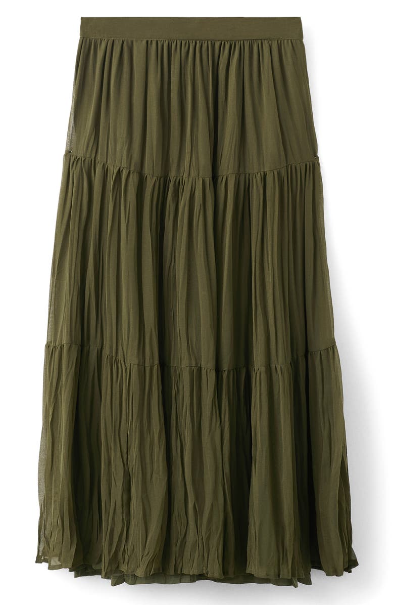 MANGO TEEN Tiered Maxi Skirt, Main, color, Khaki Green
