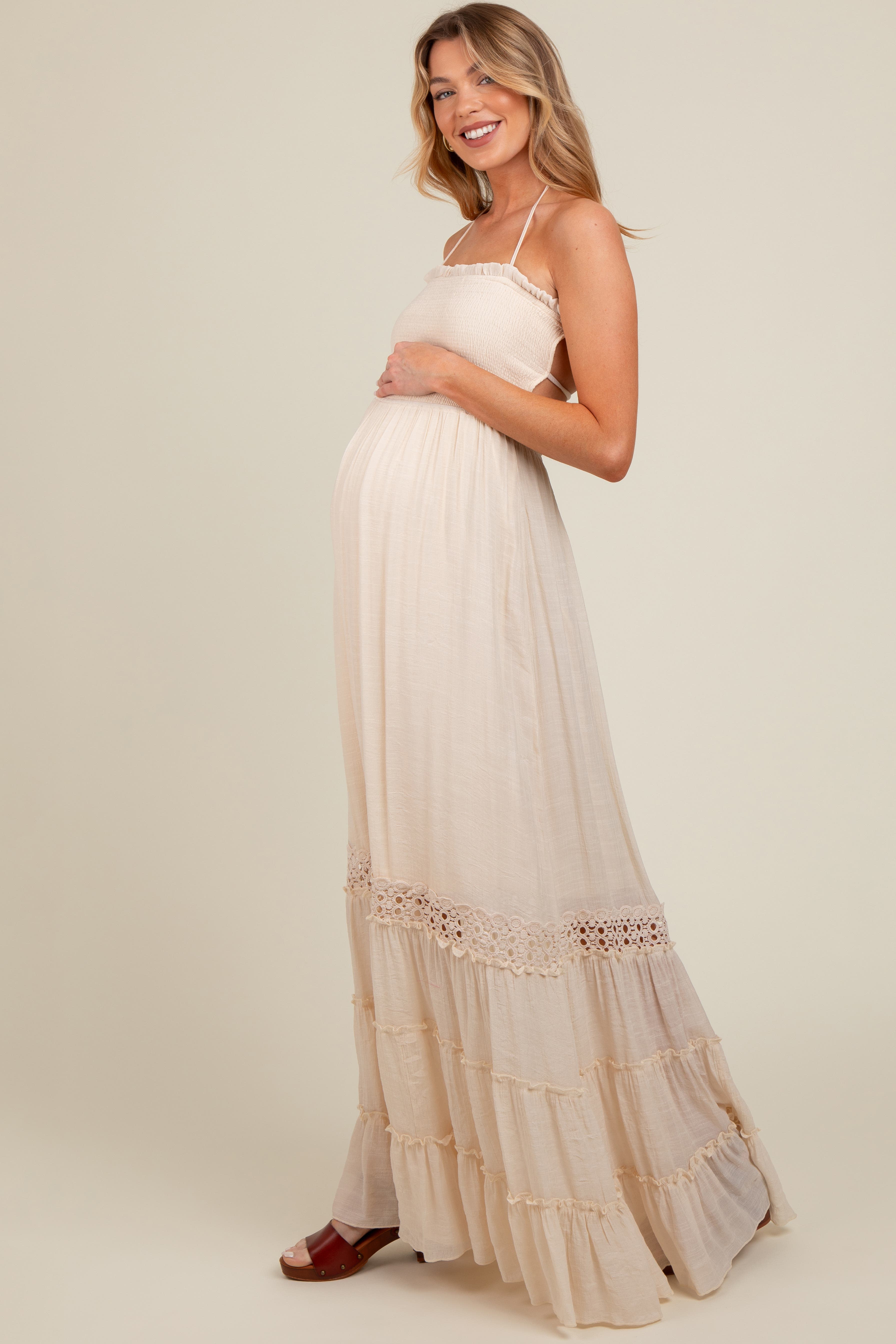 Smocked Open Back Maxi Dress - image 2
