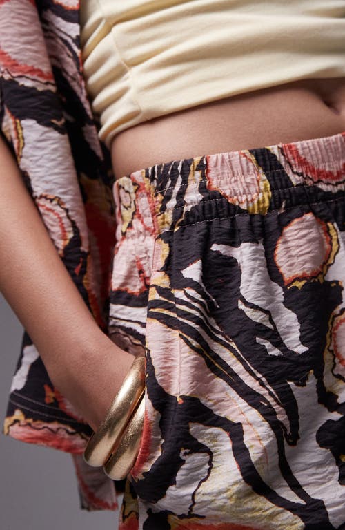 Topshop Crinkle Resort Print Shorts In Multi - Part Of A Set In Black Multi