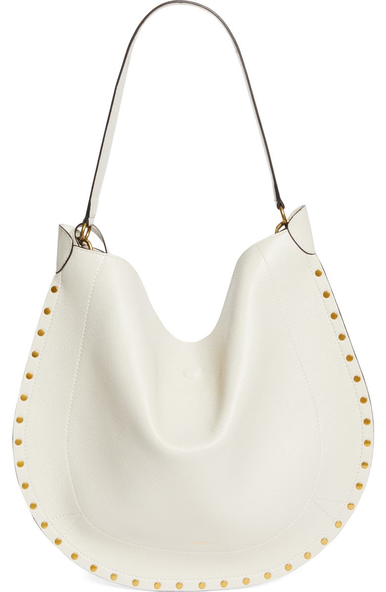 Isabel Marant Oskan Bubble Soft Leather Hobo Bag, Main, color, Chalk