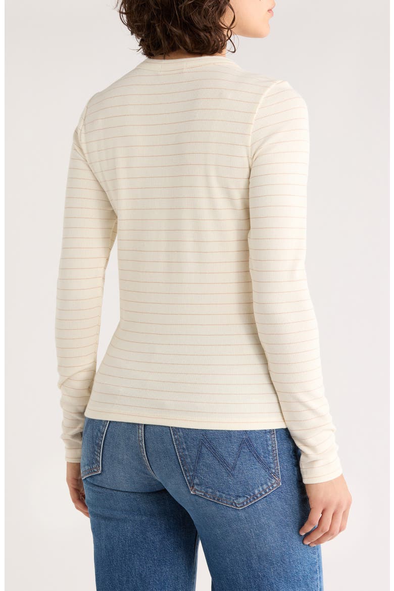 Lexi Stripe Sun-In Rib Long Sleeve T-Shirt, Alternate, color, IVORY/ ROSE GOLD