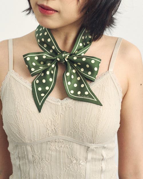 Lost Pattern Nyc "retro Polka" Silk Skinny Scarf In Multi