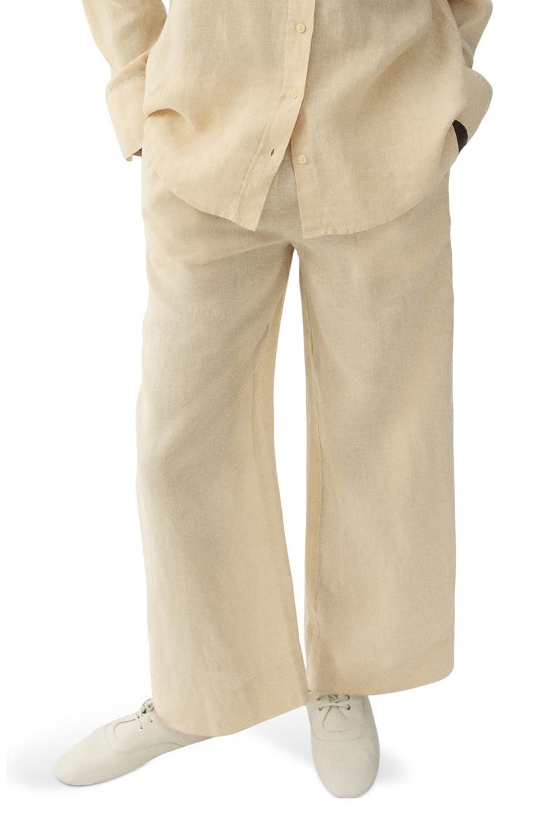 Straight Leg Linen Blend Pants, Main, color, PASTEL YELLOW