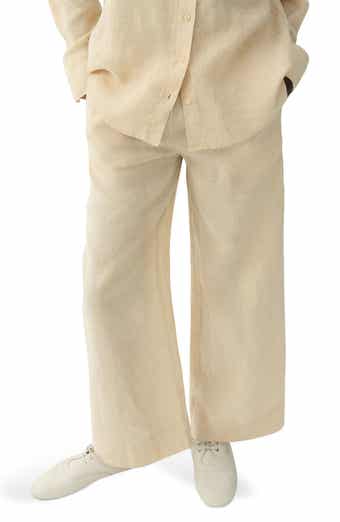 Straight Leg Linen Blend Pants